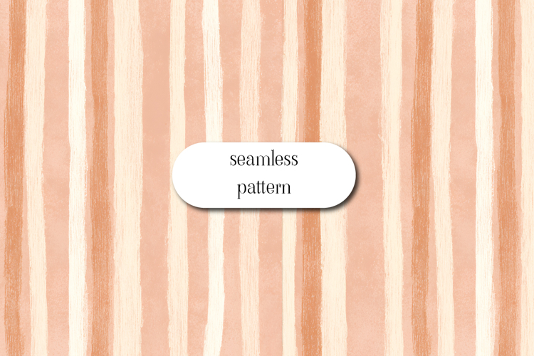 Seamless Peach Striped Pattern with Hand Painted Lines