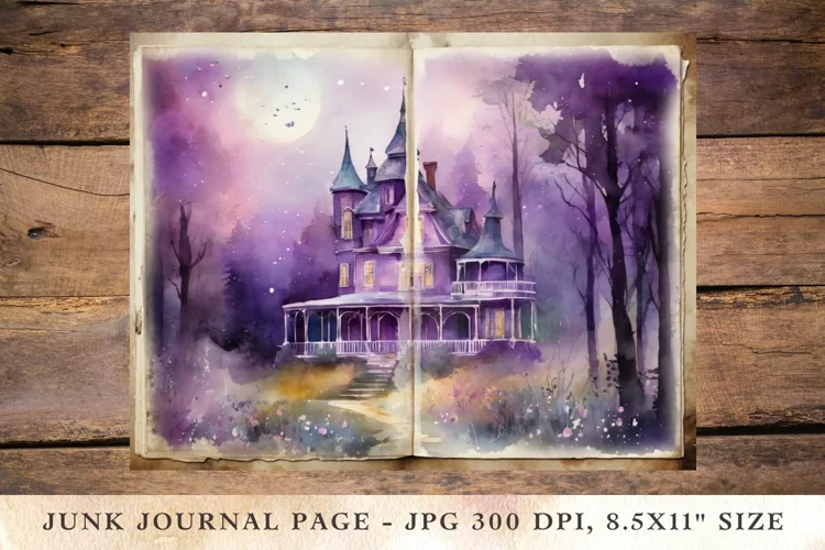 Printable Junk Journal Pages misty castle 2
