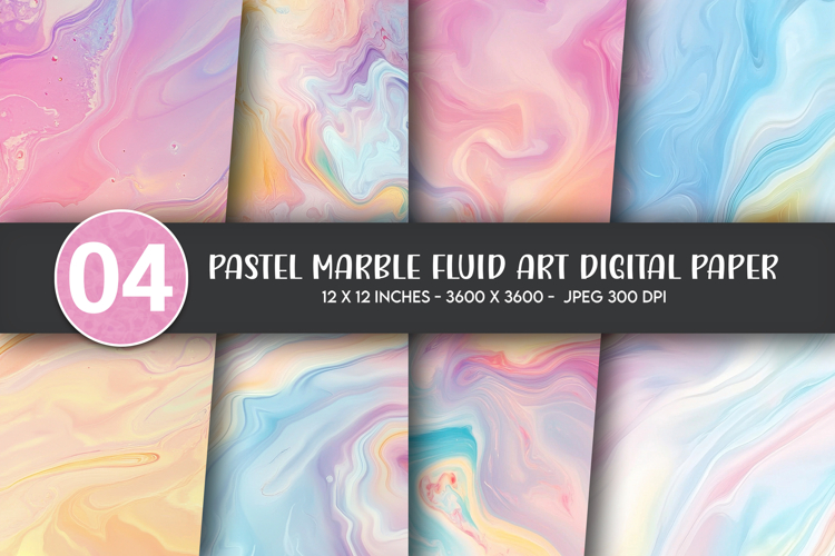 Pastel Marble Fluid Art Digital Paper