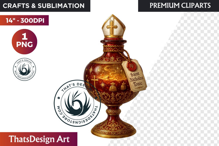 Christmas Winter Potion Bottles PNG, Magical Holiday Clipart