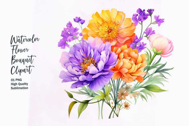 Watercolor Floral bouquet clipart sublimation