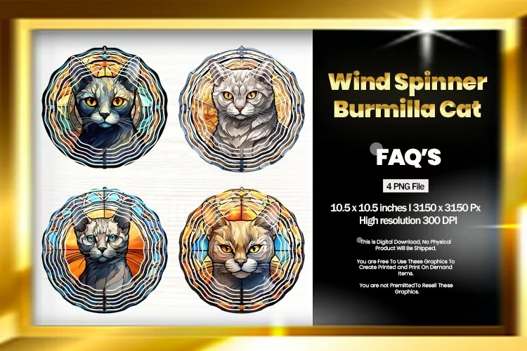Burmese Cat Wind Spinner Sublimation - 04 Variations