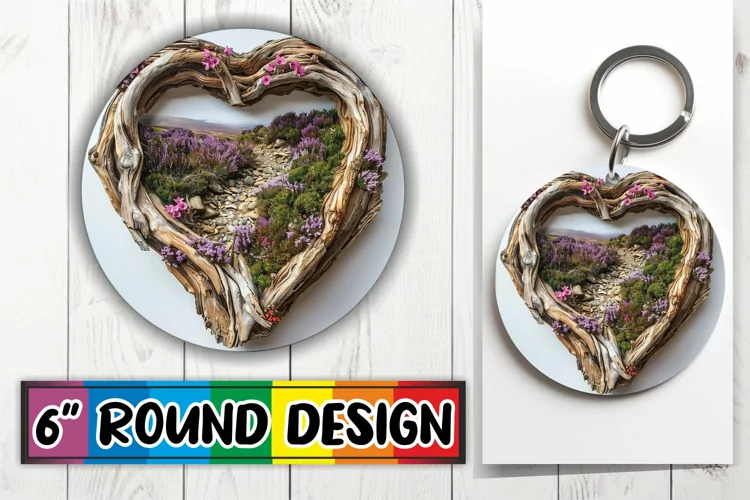 Summer Meadow Sublimation 3D Heart Frame