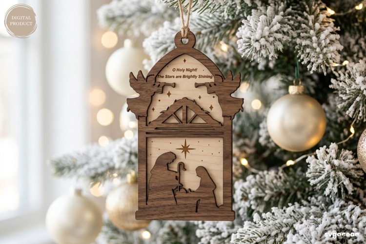 Nativity Silhouette Ornament SVG Laser Cut | Christmas | SVG
