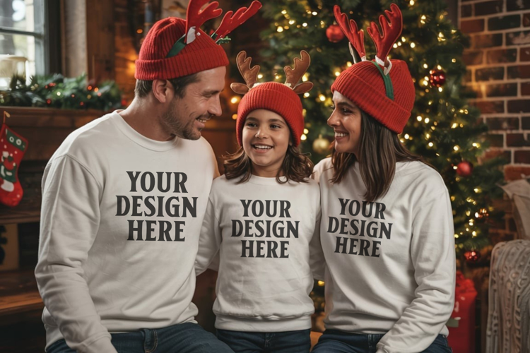Christmas Family Matching T-Shirt Mockups | Holiday Group