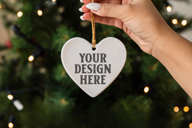 Holiday Love Heart Ornament Mockups | Romantic Christmas Tre