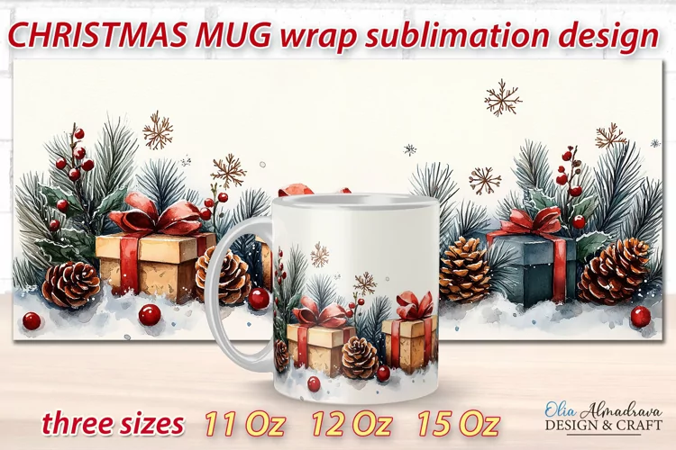 Christmas Mug Sublimation design| Mug Wrap Cricut Template