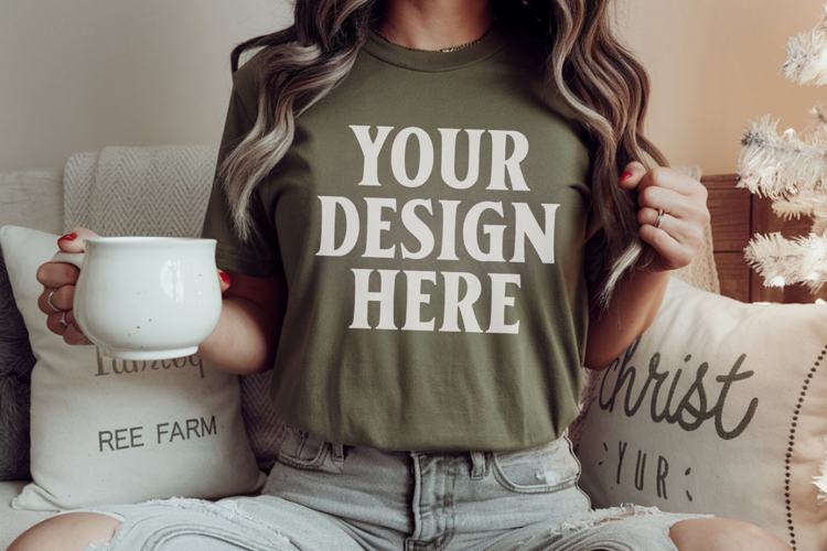 Island Green Comfort Colors 1717 Christmas Shirt Mockup, Coz
