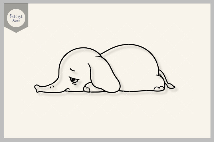 Tired Elephant SVG, Exhausted Baby Elephant Cut File, Funny example image 1