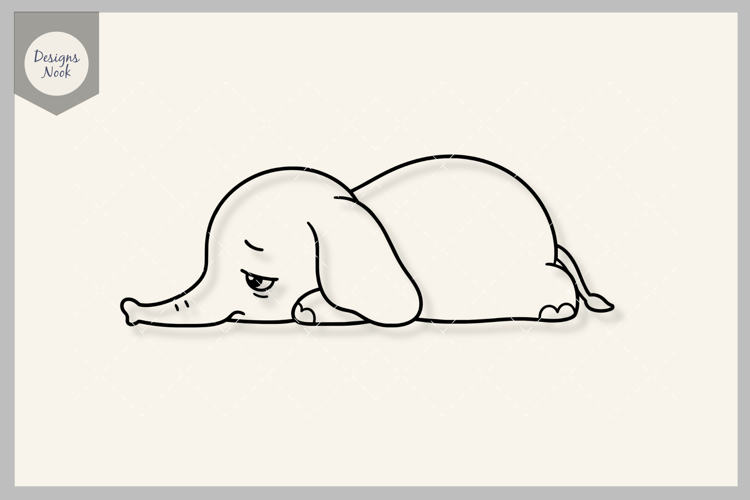 Tired Elephant SVG, Exhausted Baby Elephant Cut File, Funny