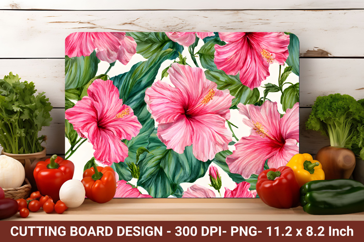 Watercolor Hibiscus Flower Cutting Board | Cutting Board png