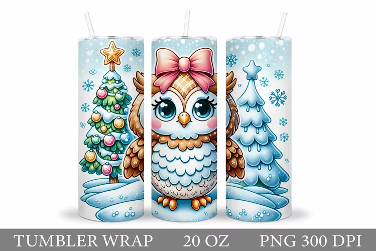 Christmas Owl Tumbler Design. Cute Owl Tumbler Sublimation