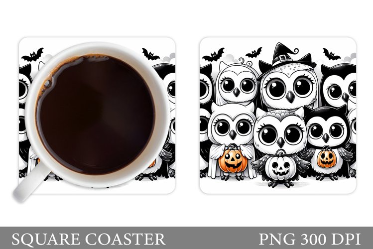 Halloween Owl Coaster Design. Halloween Coaster Sublimation example image 1