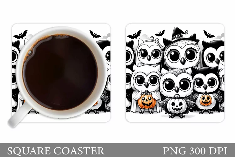 Halloween Owl Coaster Design. Halloween Coaster Sublimation