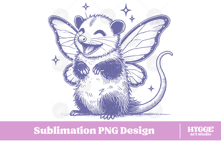 Vintage Funny Sarcastic Coquette Fairy Possum with Wings PNG