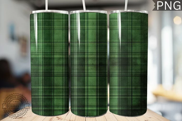 Green Plaid Tumbler Wrap - High Quality 300 Dpi