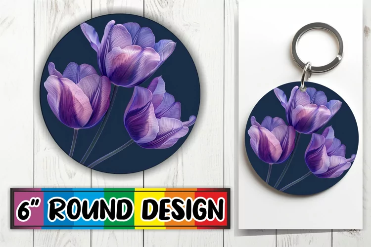 Blooming Beauty: Sublimation Circle Keychain & Car Coaster