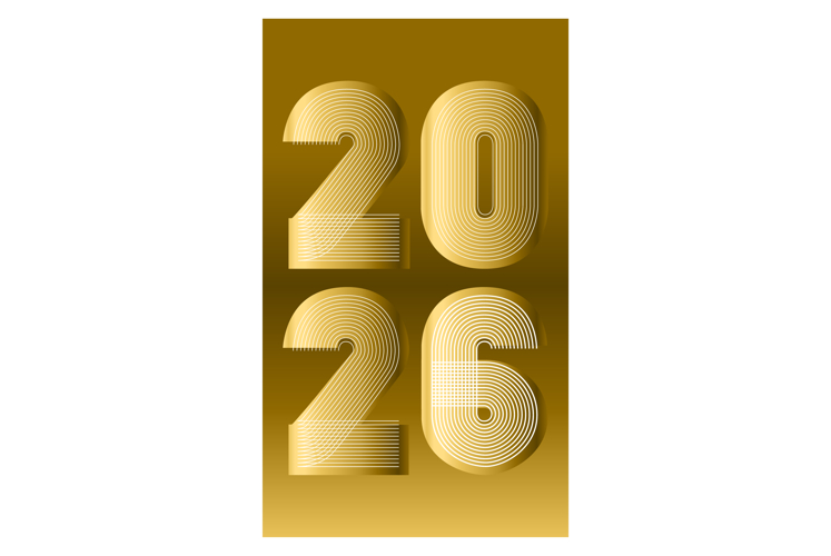 Modern cover background with vertical 2026 number on golden