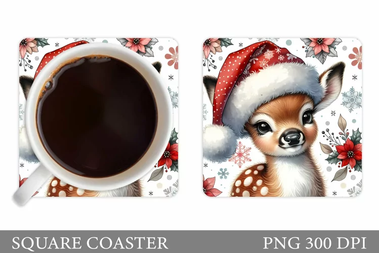 Christmas Deer Coaster Design. Christmas Coaster Sublimation