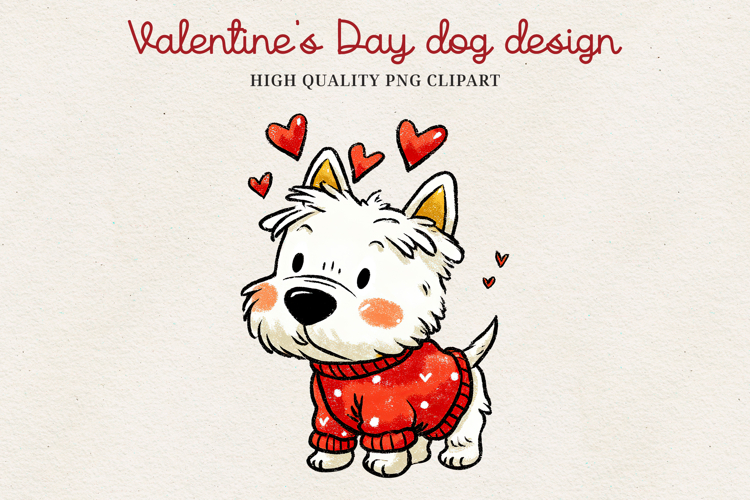 Valentine’s Day Cute Dog Clipart | Love Puppy PNG