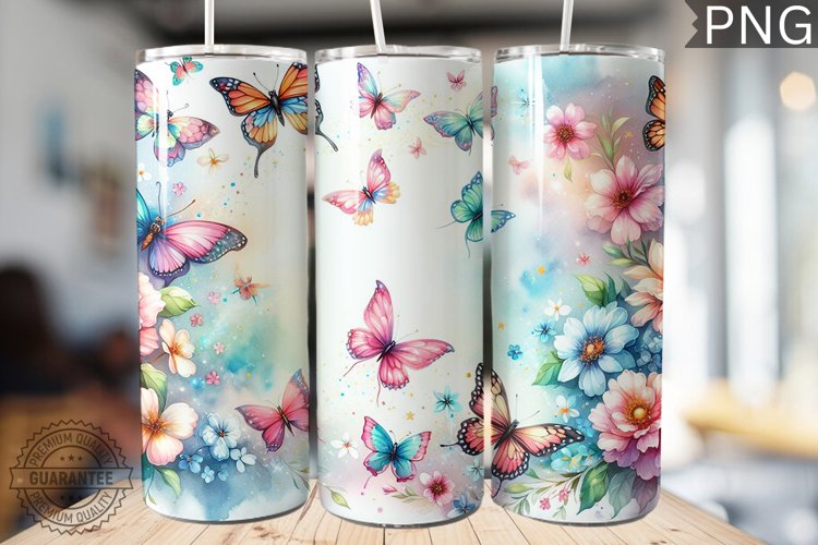 Butterflies Tumbler Sublimation - Tumbler PNG Design