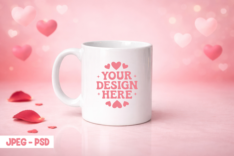 Valentine Coffee Mug PSD JPEG Mockup
