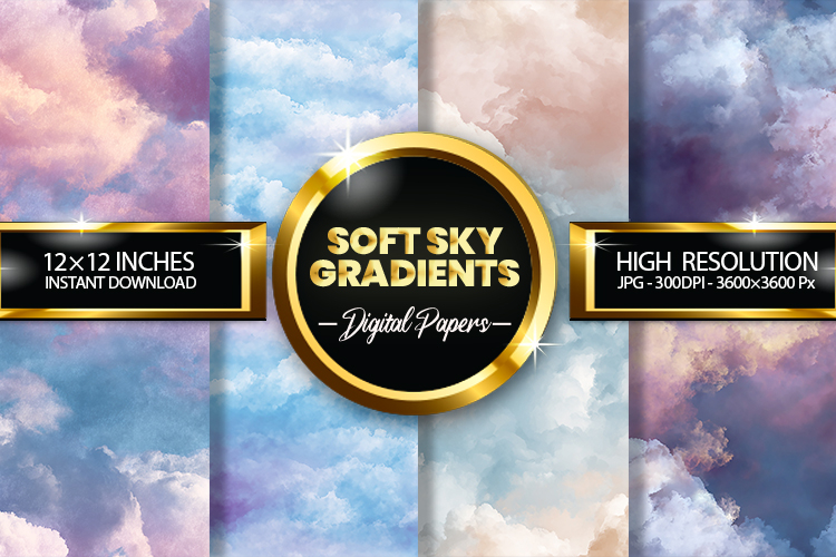 Soft Sky Gradients Digital Papers - 04 variations