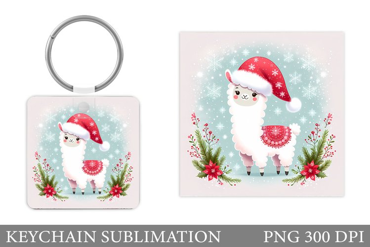 Christmas Lama Keychain. Cute Lama Keychain Design example image 1