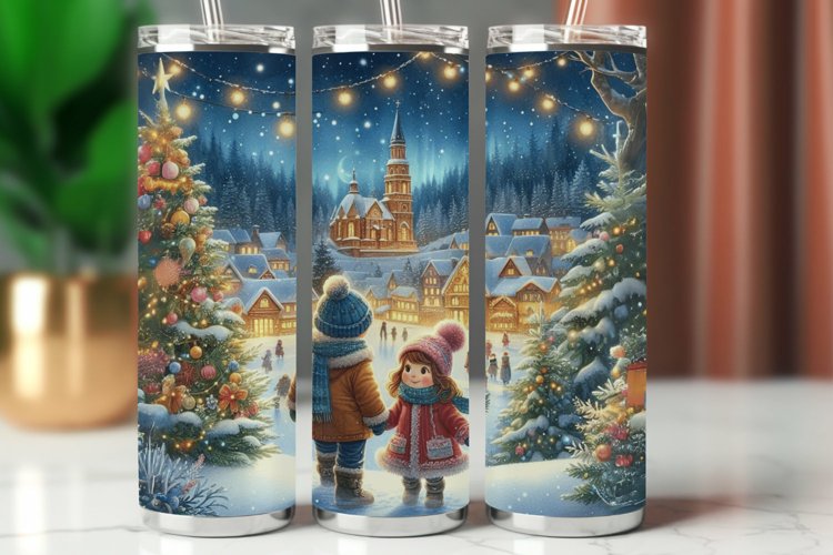 Tumbler Wrap 20 oz - boy and girl christmas example image 1