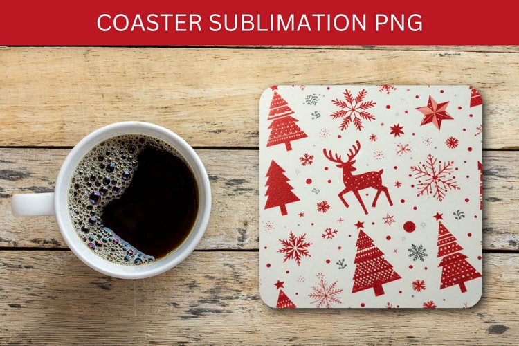 square coaster - christmas pattern example image 1