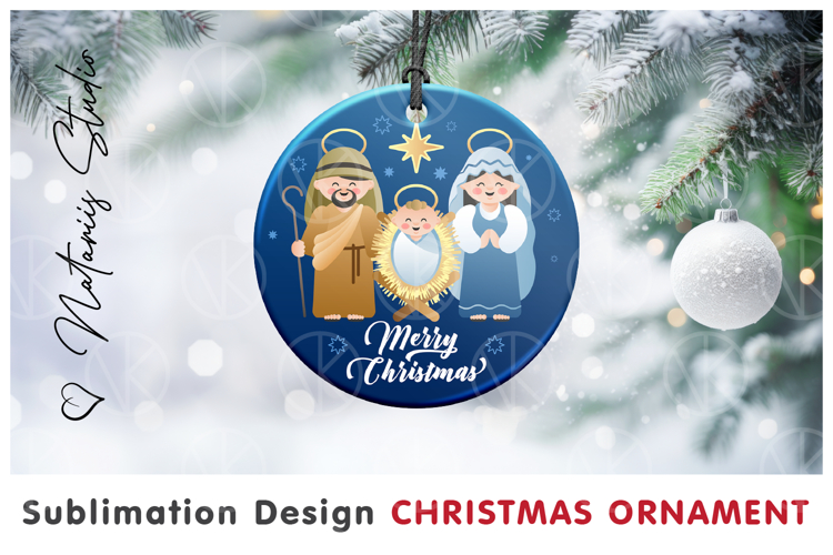 Merry Christmas! Cute Christmas Ornament. Sublimation design