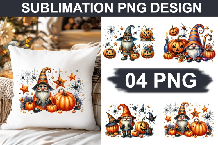 Halloween Gnome - Pillow Sublimation PNG Design
