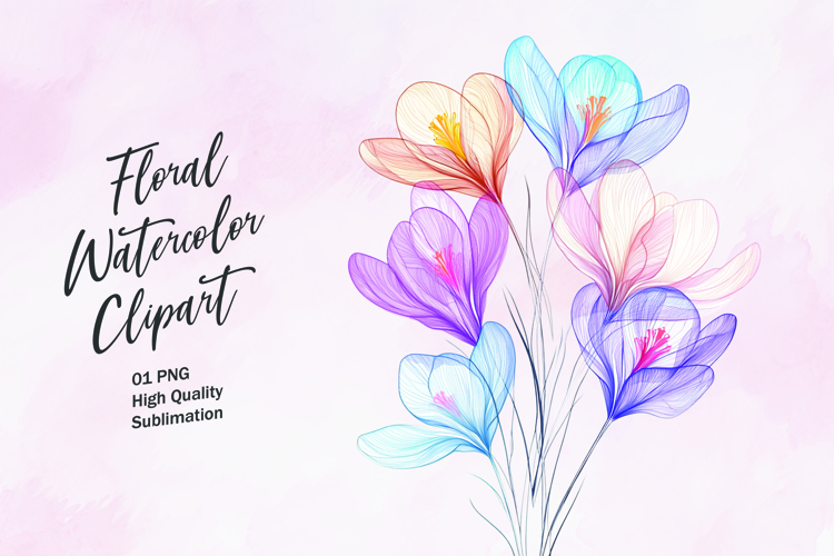 Watercolor floral clipart sublimation