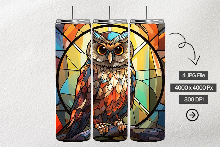 Baby Owl Stained Glass Square Coaster - 04 Variations