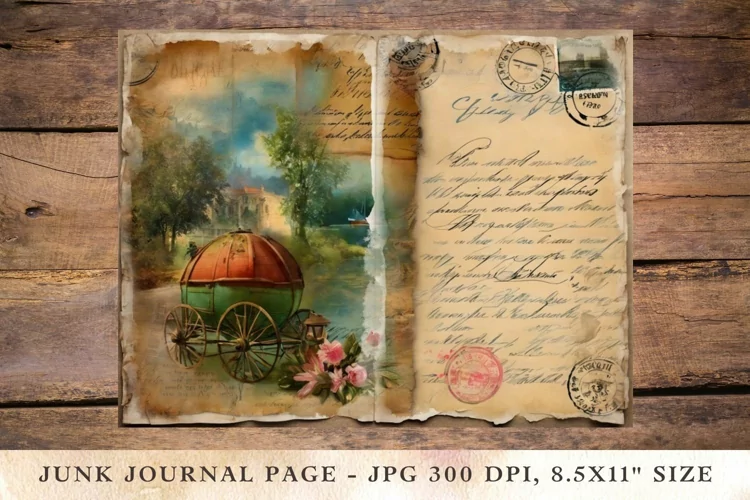 Printable Junk Journal Pages postcard landscape 13