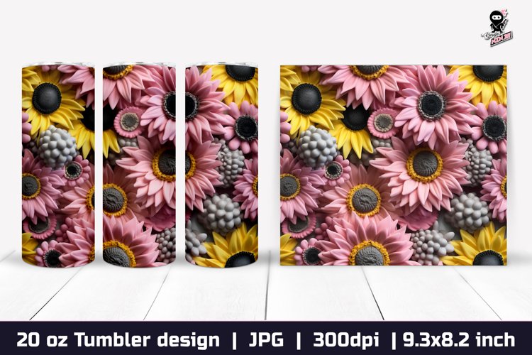 3d Flowers Tumble, Sunflower Tumbler Design example image 1