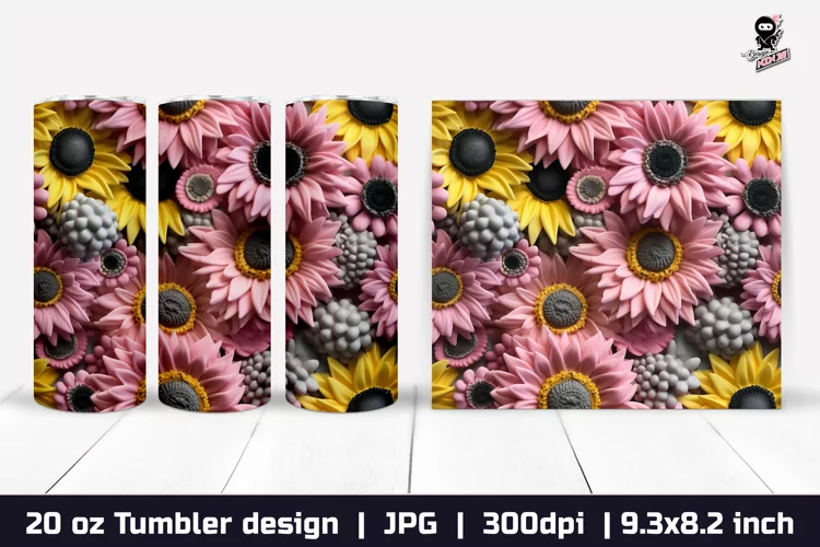 3d Flowers Tumble, Sunflower Tumbler Design