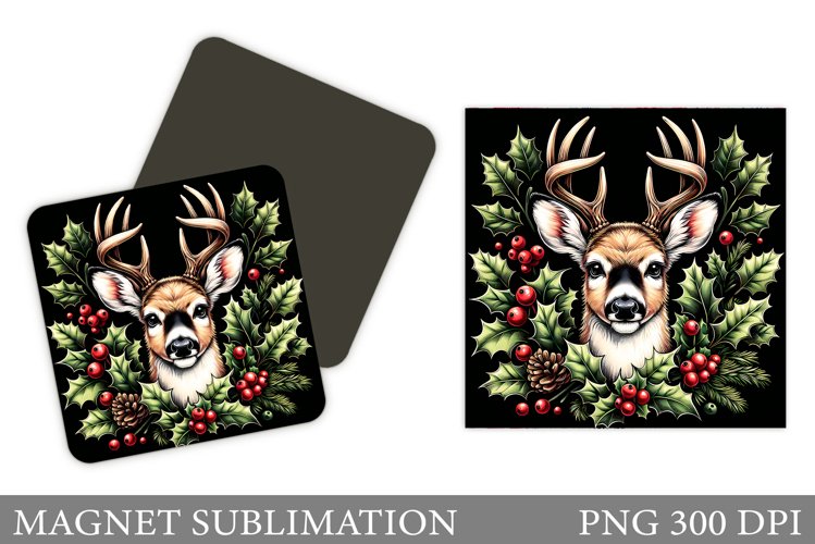 Christmas Deer Magnet Design. Christmas Magnet Sublimation example image 1