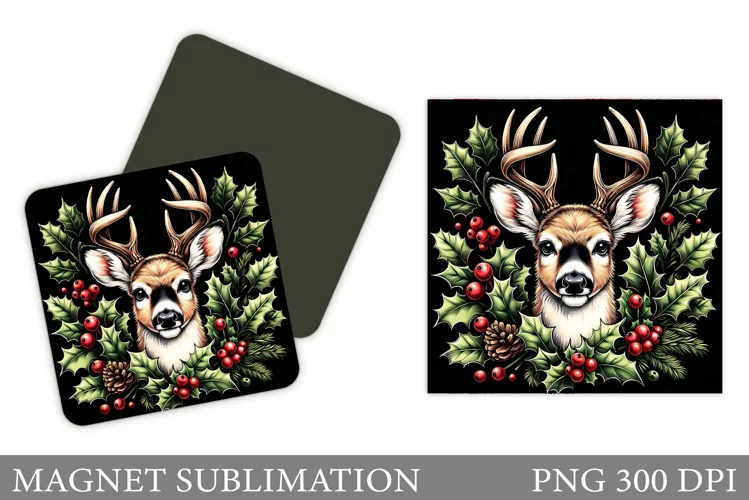 Christmas Deer Magnet Design. Christmas Magnet Sublimation