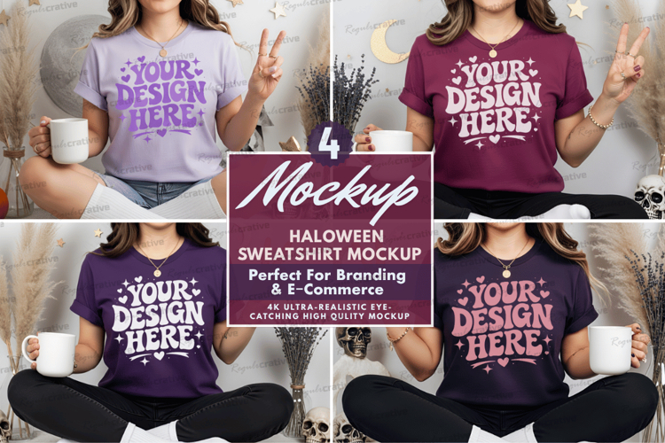 Halloween sweatshirt mockup, autumn mockup, festive mockup