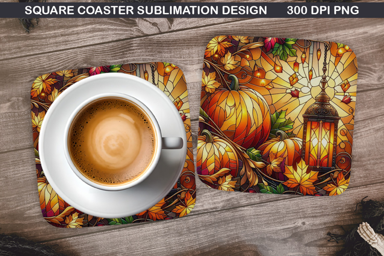 Pumpkin Coaster Sublimation, Halloween Coaster PNG Design