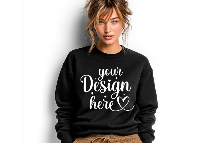 Gildan 18000 Black mockup, Gildan blank mockup