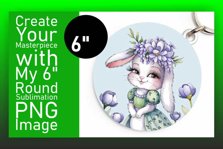 Unique Circle PNG for Sublimation , Cute Bunny