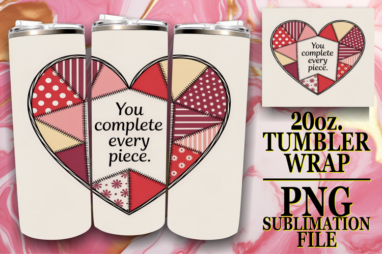 Radiant thoughts 20oz tumbler wrap, Heart Quote