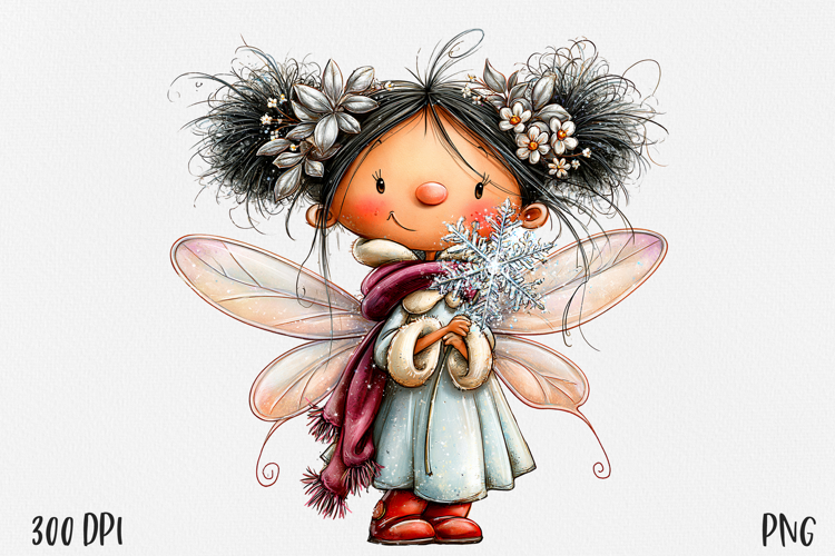 Christmas Fairy PNG, Cute Winter Fairy Girl Clipart