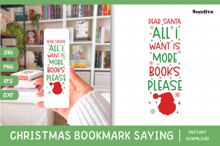 Christmas Bookmark Saying SVG For Book Lovers - Dear Santa
