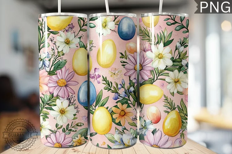 Spring Easter Tumbler Wrap - High Quality 300 Dpi