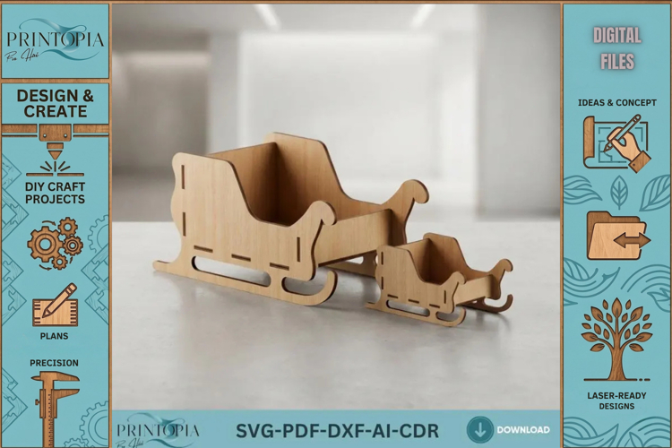 Santa Sleigh Christmas Decor Wood Sleighs Template Holiday
