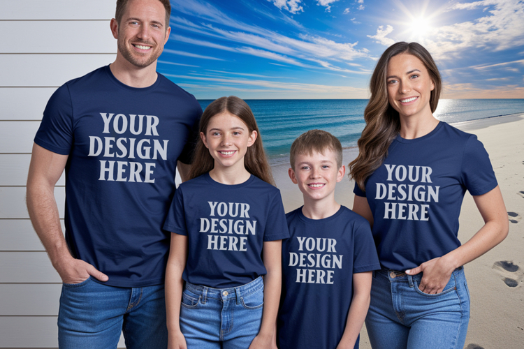 Bella Canvas 3001 Family Group T-Shirt Mockup