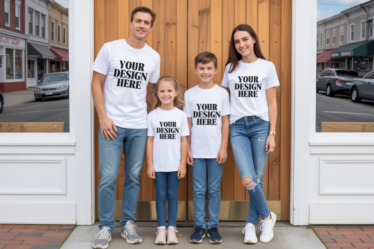 Bella Canvas 3001 Family Group Mockup | Matching T-Shirt Fla